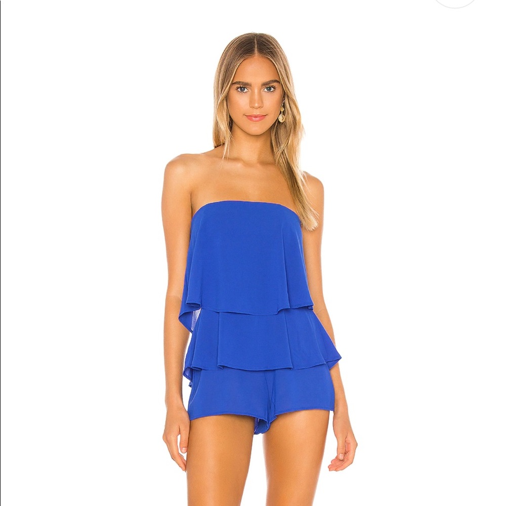Blue Strapless Revolve Romper